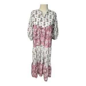Growkrati block print Indian cotton dress XS